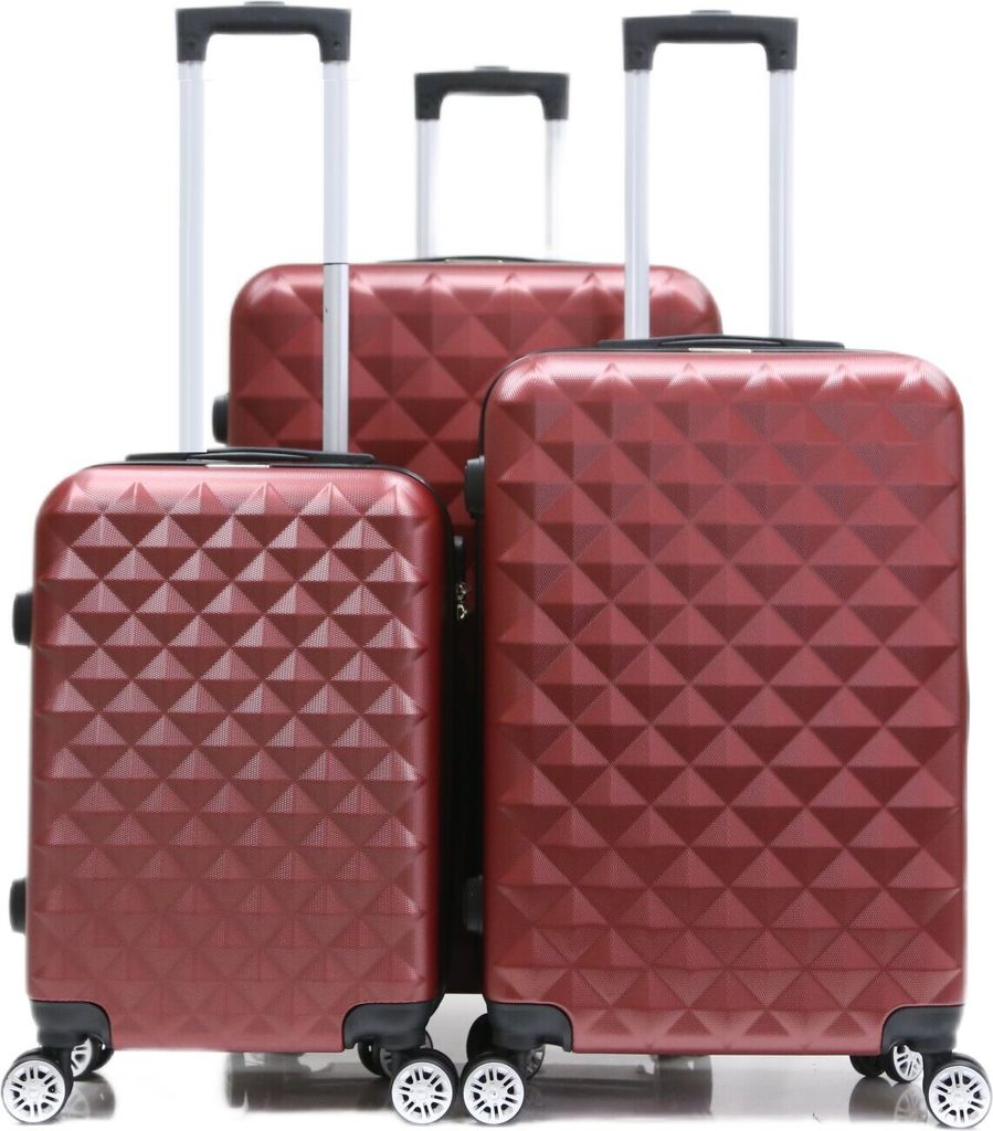 Reisekoffer Koffer 3 tlg Hartschale Trolley Set Kofferset Handgepäck Gepäck Reisetasche ABS-07 Rot