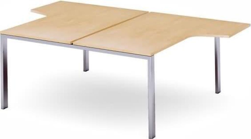 Mehrfacharbeitstisch Total L-Form BxTxH 180xx163/220x73cm Gestell verchromt Platte Melamin buche.