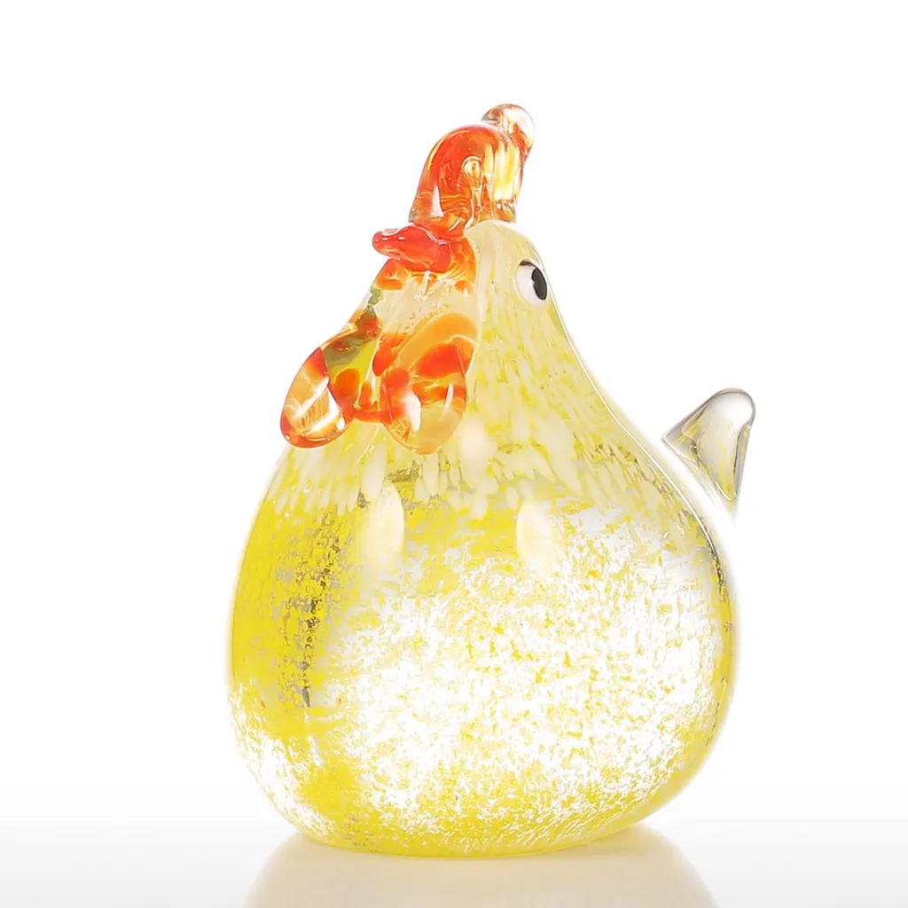Sculpture de Poule en Verre Décorative - Figurine Animale Artisanale