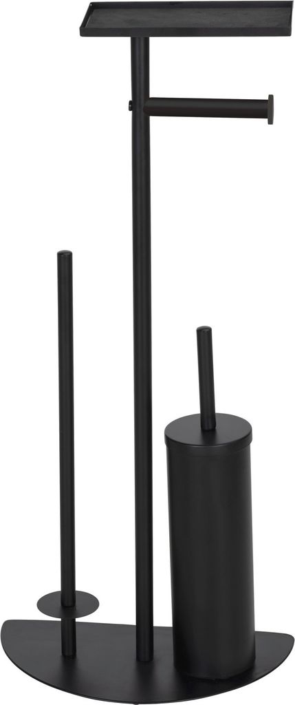 WENKO WC Garnitur Cosenza Neo Toilettenpapierhalter Ablage Schwarz Stahl EVA