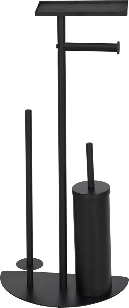 Garniture WC Noir en Acier avec Tablette Smartphone et Support Papier