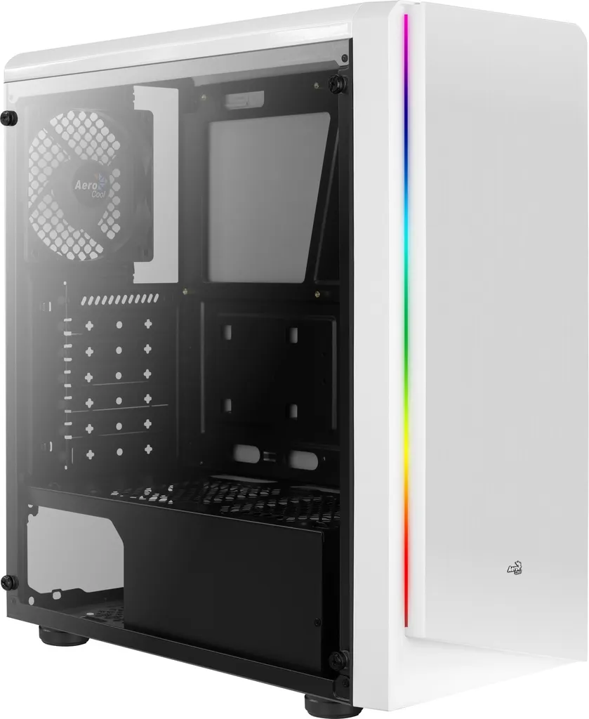 Boîtier PC ATX AeroCool Rift Blanc avec Éclairage RGB et Ports USB Audio