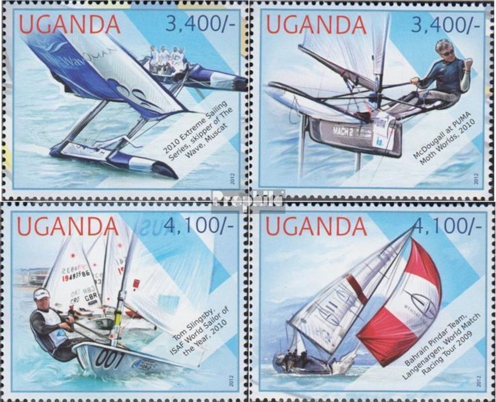 Briefmarken Uganda 2012 Mi 2876-2879 (kompl.Ausg.) postfrisch Segelboote