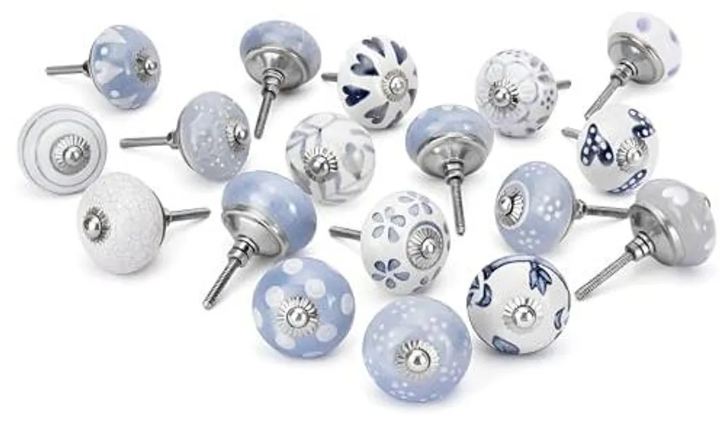 Lot de 20 boutons en céramique gris et blanc finition brillante 35mm