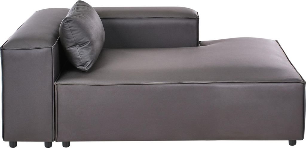 BELIANI Chaiselongue Links Schwarz Kunstleder Niedrig Modular mit Kissen Rückenlehne und Armlehnen Modernes Design Récamiere Liegesofa Sofaliege