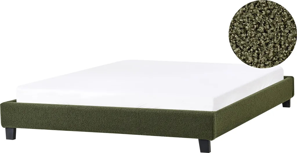 Lit en bougran vert foncé 160x200 cm BELIANI - Cadre de lit minimaliste