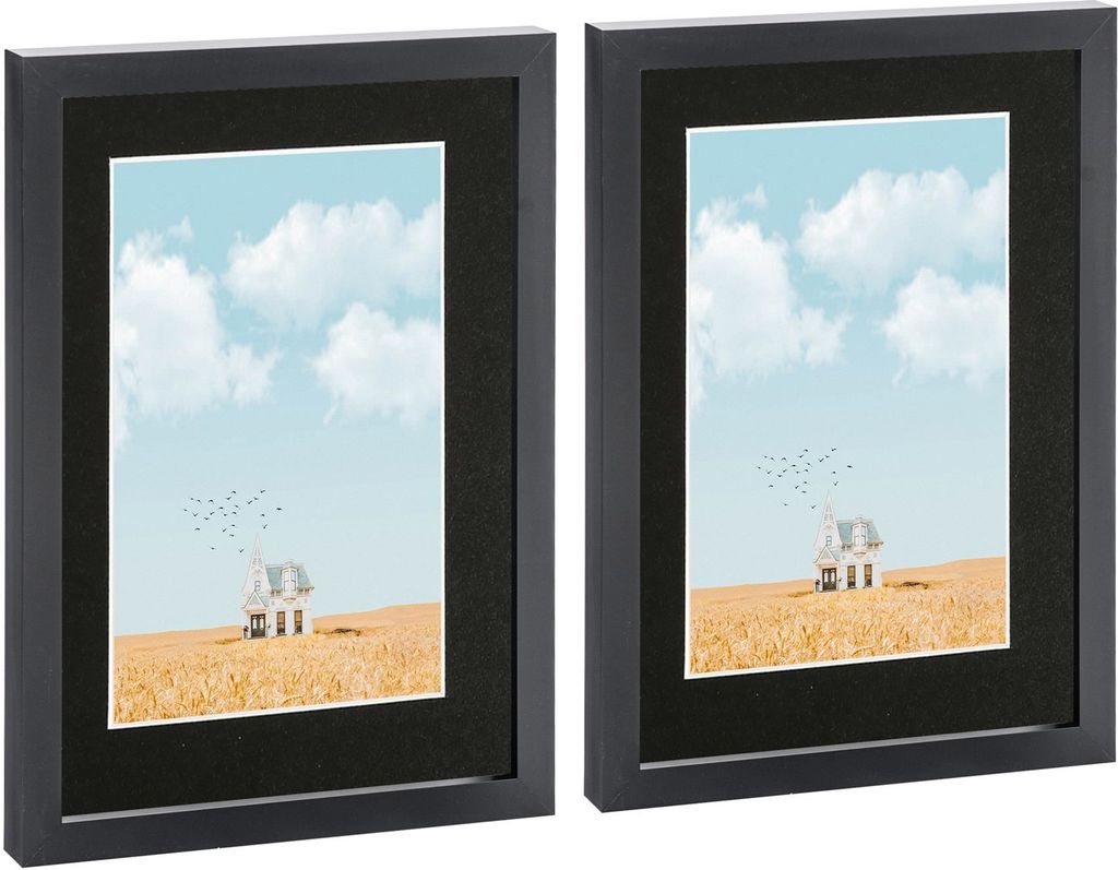 Nicola Spring Bilderrahmen mit A5-Passepartout – A4 (20,3 x 30,5 cm) – Schwarz/Schwarz – 2 Stück