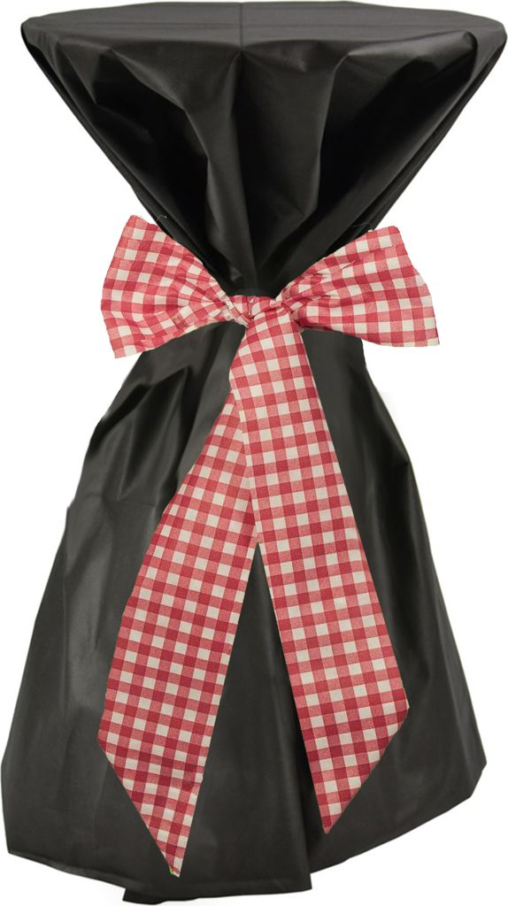 Sensalux Stehtischüberwurf: Schwarz, Schleifenband: Karo, Weiß-Rot