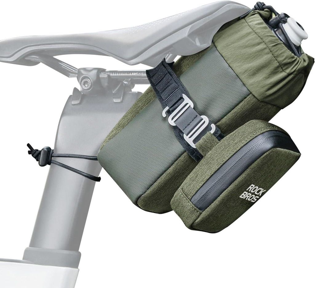 ROCKBROS Fahrrad Satteltasche mit Flaschenhalter und 0,3L Mini Tragbare Fahrradsatteltasche, Rennrad Mountainbike-Satteltasche Fahrradausrüstung, ...