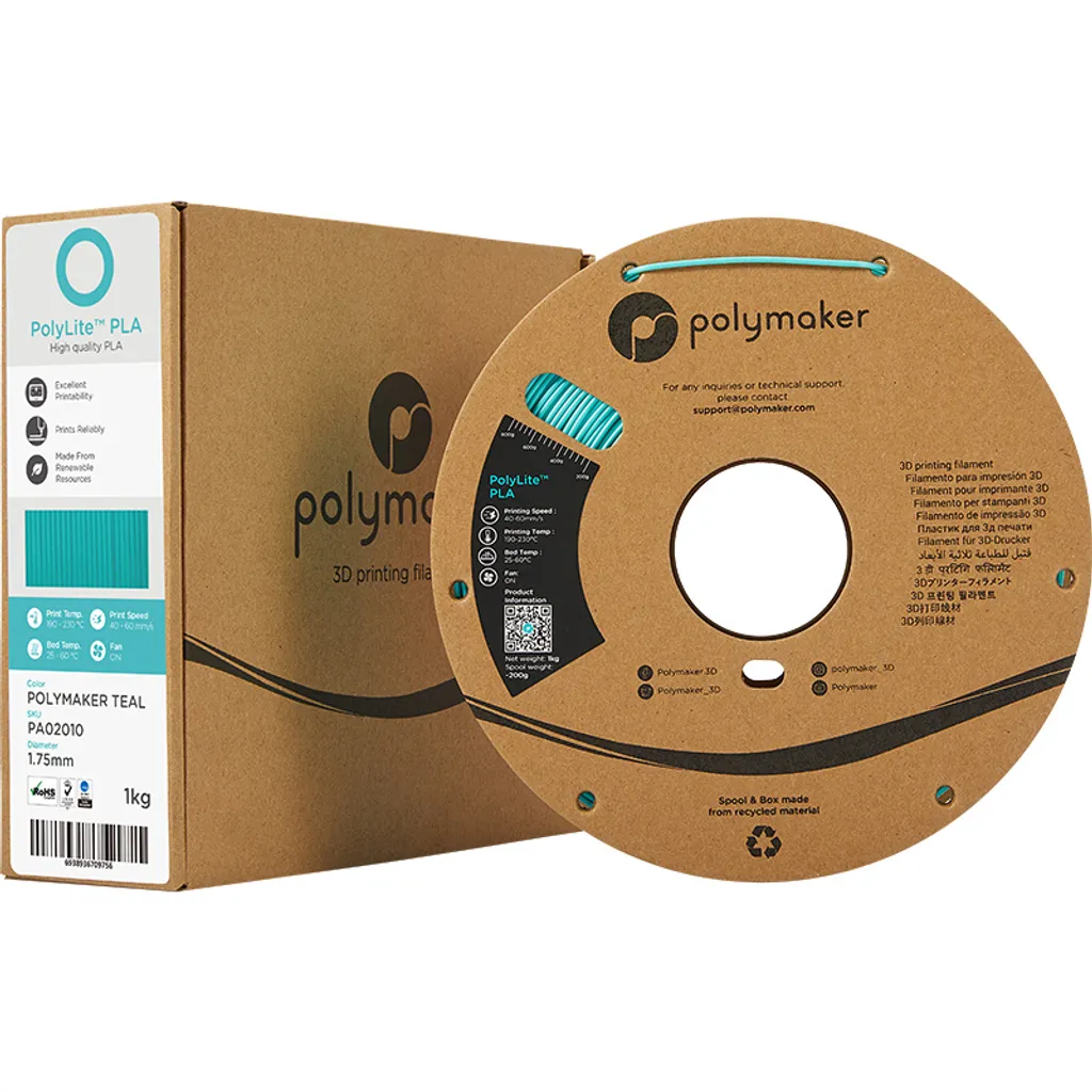 Filament PLA 1.75mm Polymaker PolyLite Silk Teal pour création en 3D - 6