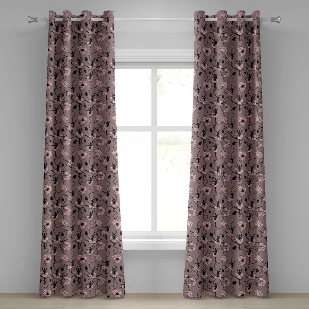 ABAKUHAUS Rideau à œillets abstrait ballerine 280x175 cm Rose séchée