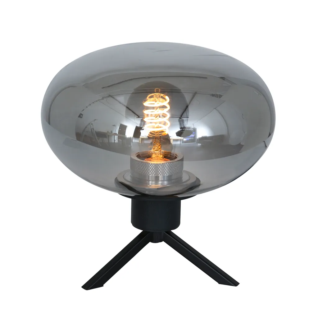 Lampe de Chevet Design Noir et Verre Reflexion Ø 22cm pour Salon Chic