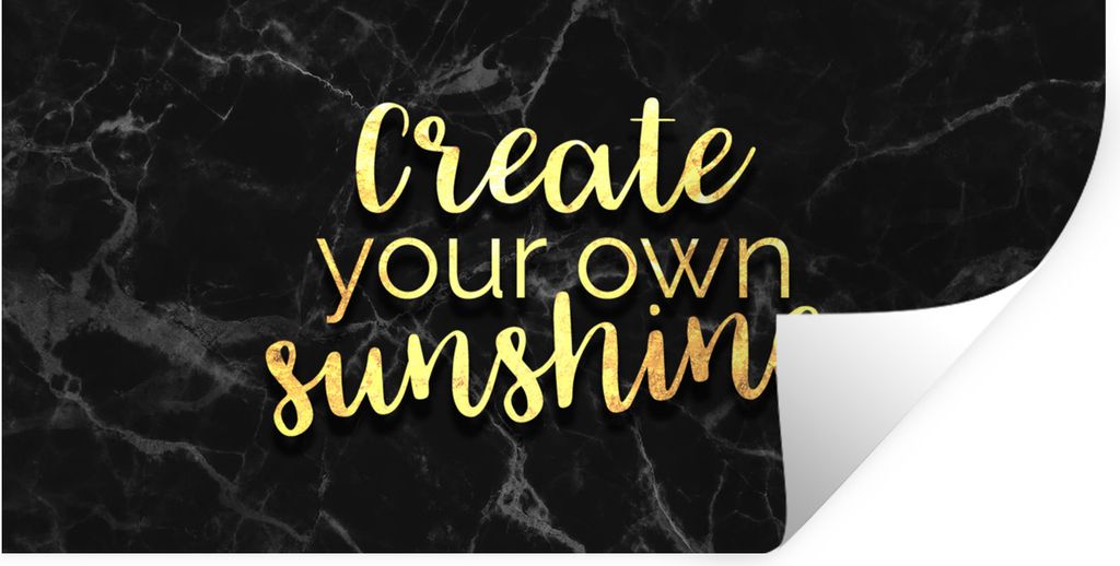 MuchoWow Wandtattoo Wandsticker Wandaufkleber Zitate - Sonne - Gold - Marmor 120x60 cm Selbstklebend und Repositionierbar - Sticker - Dekorfolie