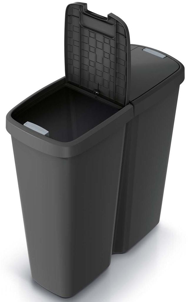 MONZANA® Mülleimer Küche 50L 2 Fächer Schwarz