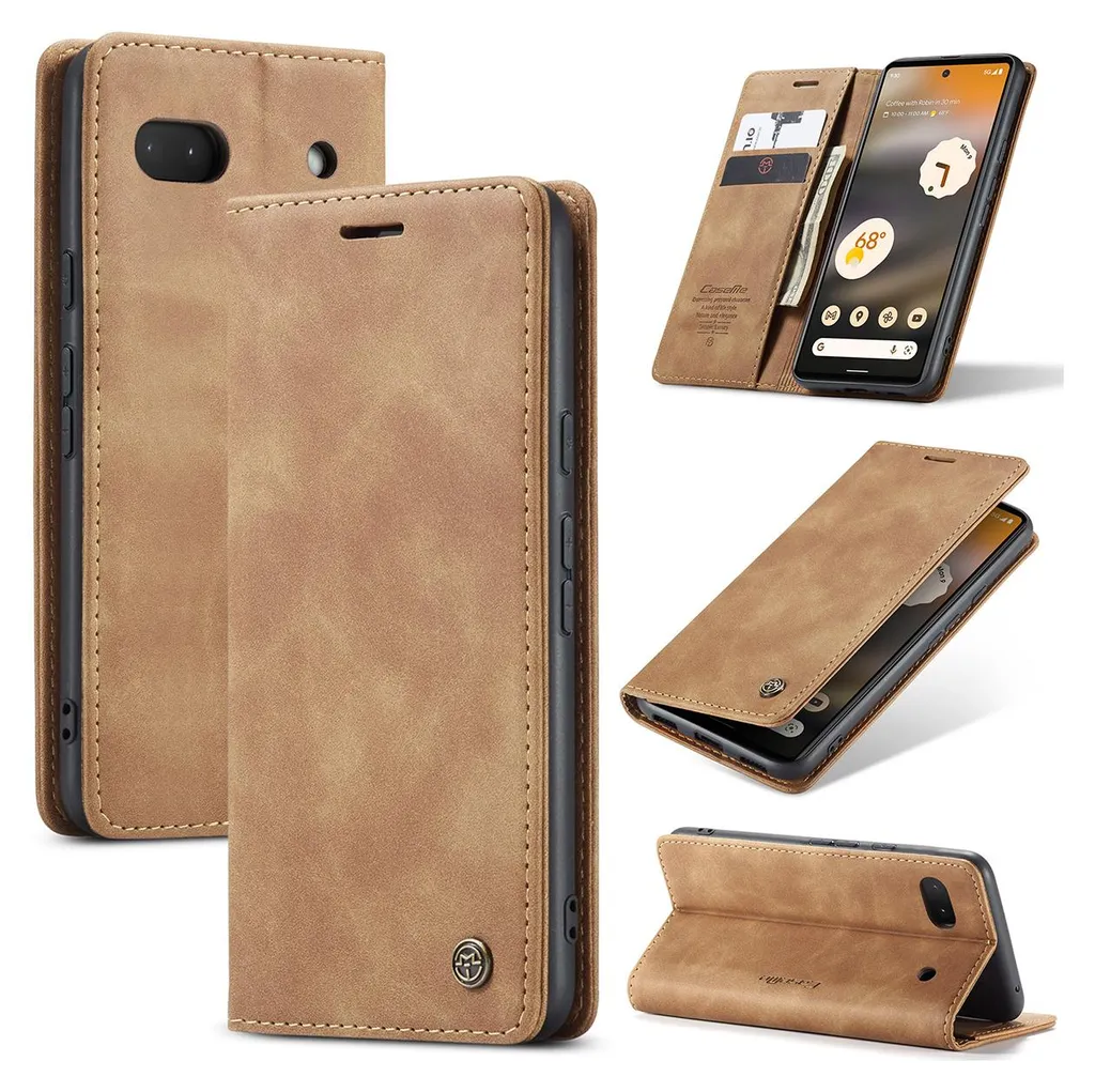 Custodia Google Pixel 6A Luxury Retro Brown: Finto Cuoio di Qualità