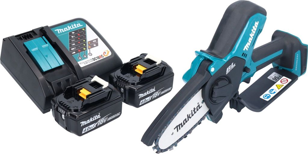 Makita DUC 101 RM201 Akku Astsäge 18 V 10 cm Brushless + 2x Akku 4,0 Ah + Ladegerät
