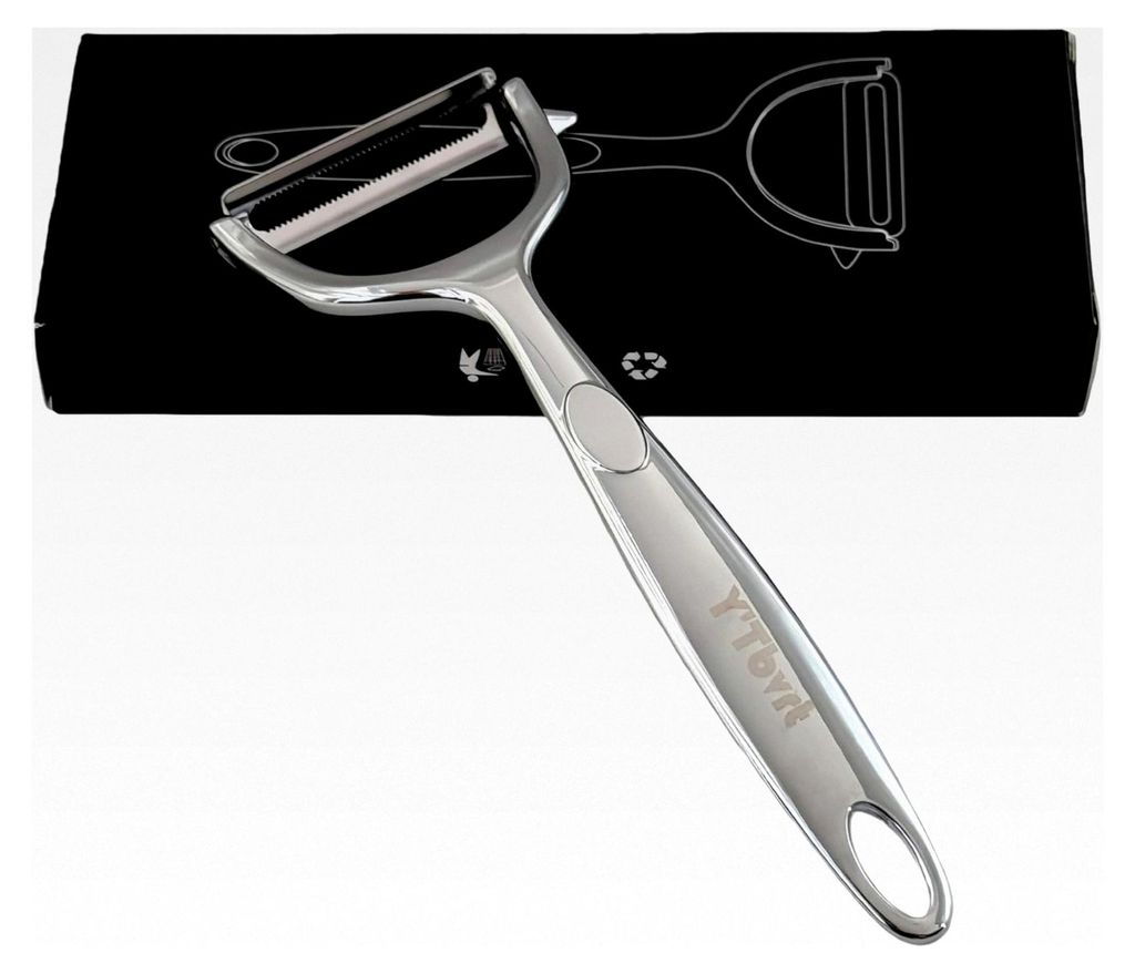 Sparschäler aus Edelstahl mit gezackter Klinge und sicherem Griff