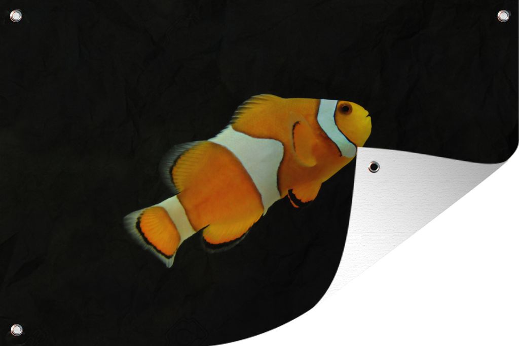 MuchoWow 60x40 cm Outdoor-Poster Gartendeko Sichtschutz Garten Poster für den Garten Fisch - Linie - Schwarz