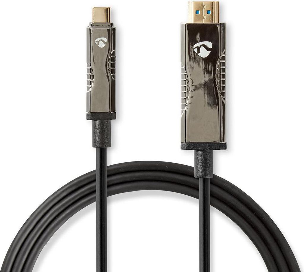 Nedis optische USB-Kabel (aktiv) - USB-C Stecker - HDMI Stecker - 18 Gbps - 50.0 m - Rund - PVC - Schwarz - Kartonverpackung