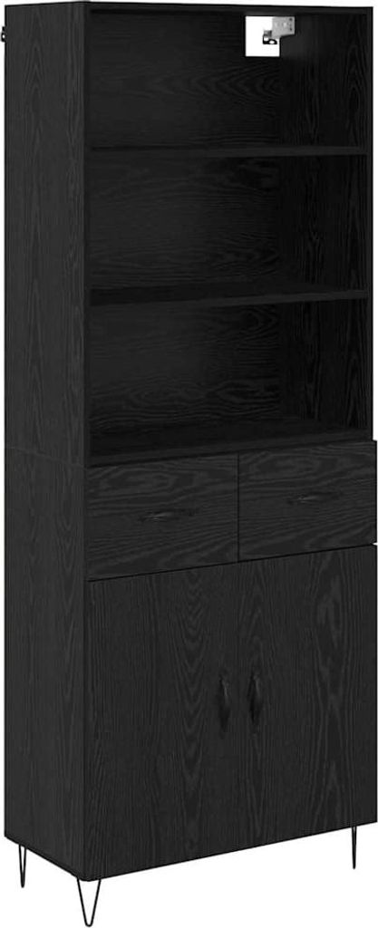 Highboard 2 pcs Schwarz Eichen-Optik Holzwerkstoff