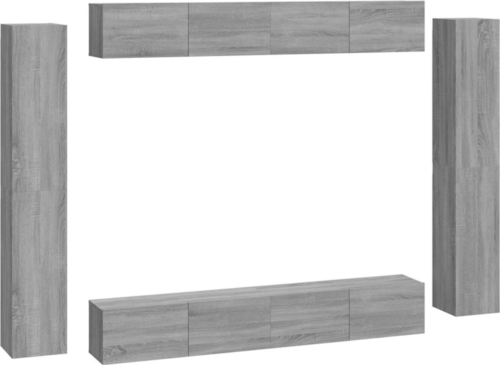 vidaXL 8-tlg. TV-Schrank-Set Grau Sonoma Holzwerkstoff