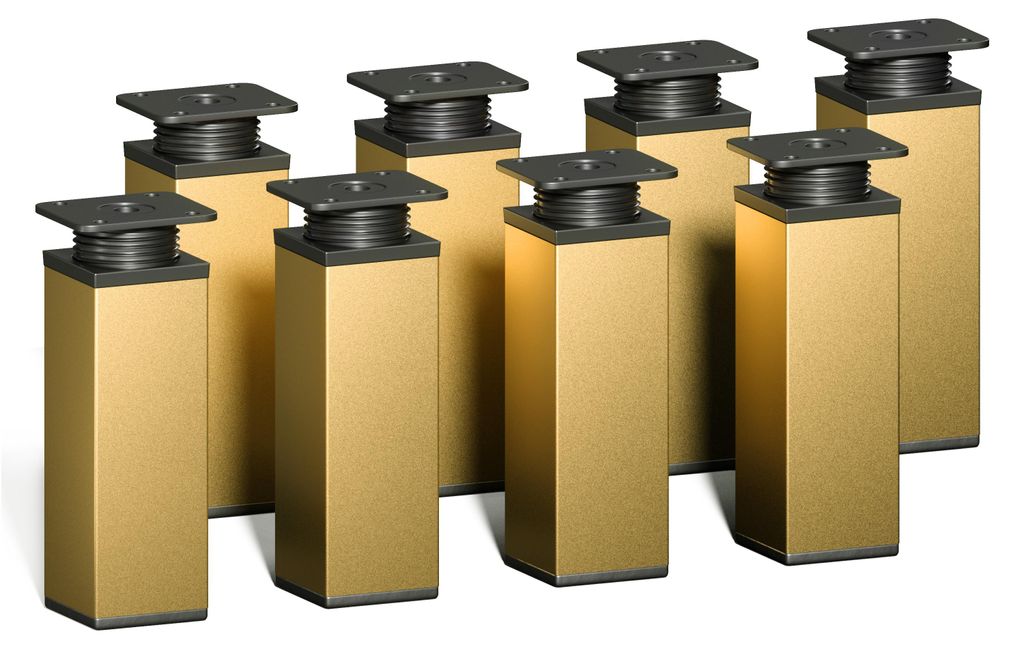 8er Set sossai moderne Möbelfüße in Gold 120mm Produktbild 