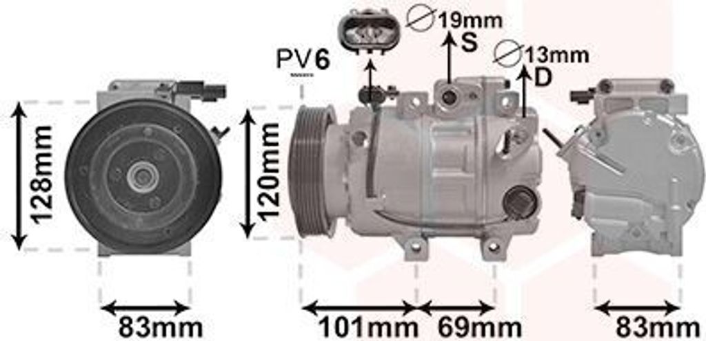 VAN WEZEL 8200K439 - OE 977011W550 Klimakompressor für Santa Fe III (DM)