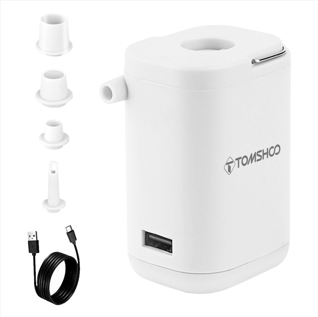 Mini-Elektro-Luftpumpe fš¹r Schlauchboote, tragbare 4-in-1-Camping-Luftpumpe mit Licht, integrierte Powerbank, schnelles Aufblasen, Entleeren, kl...