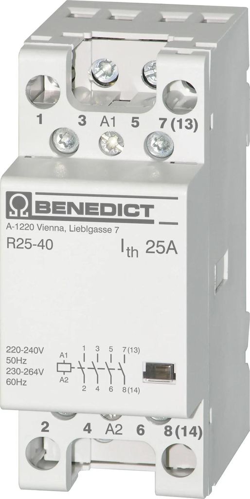 Benedict Installationsschütz, 25A, 220-240V 50Hz, 230-264V 60Hz, 1 Stk.