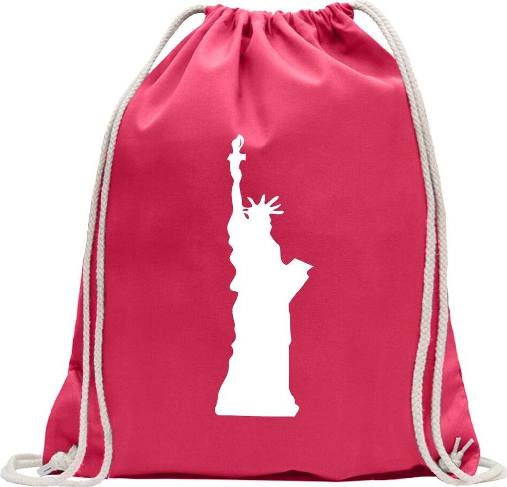 Kiwistar - Turnbeutel - pink - Freiheitsstatue - Statue of Liberty - Fun Rucksack Sport Beutel Gymsack Baumwolle mit Ziehgurt