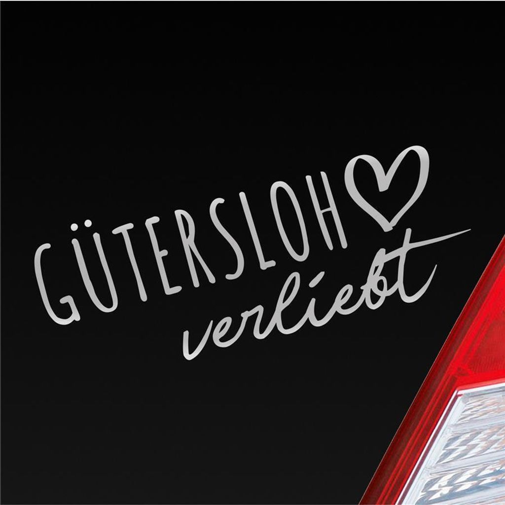 Auto Aufkleber Gütersloh verliebt Herz Stadt Heimat Liebe Car 19x7 cm Silber Sticker Heckscheibenaufkleber