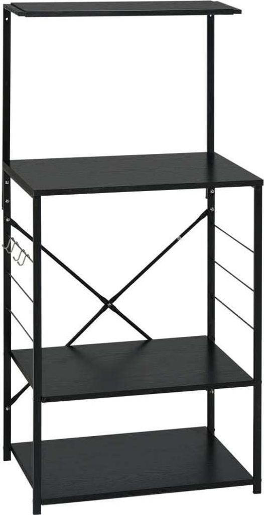 Mikrowellenregal Schwarz 60x39,6x123 cm Holzwerkstoff