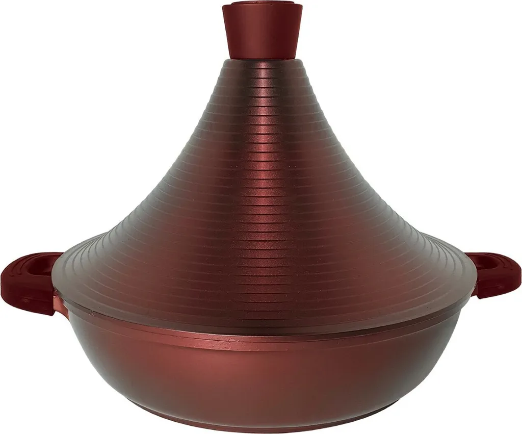 Tagine in alluminio fuso Ø32cm induzione manici in silicone pentola per cottura a vapore arrosto Borgogna