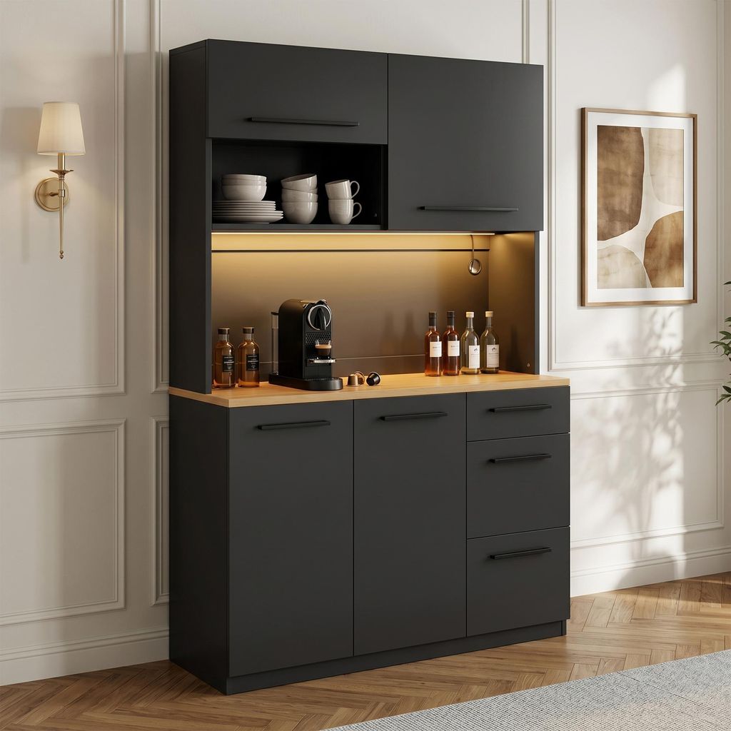 Armoire buffet Merax, meuble haut avec éclairage LED et Image du produit 