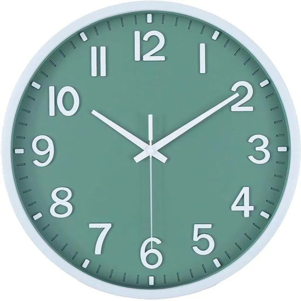 Horloge murale silencieuse 25 cm vert et blanc à piles série Classic