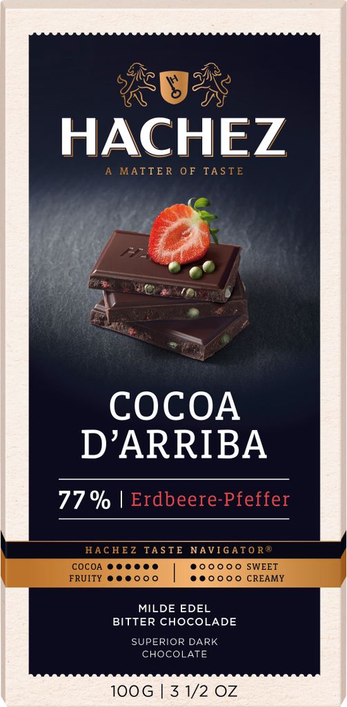 Hachez Cocoa d Arriba Erdbeere Pfeffer Bitter Schokolade 100g