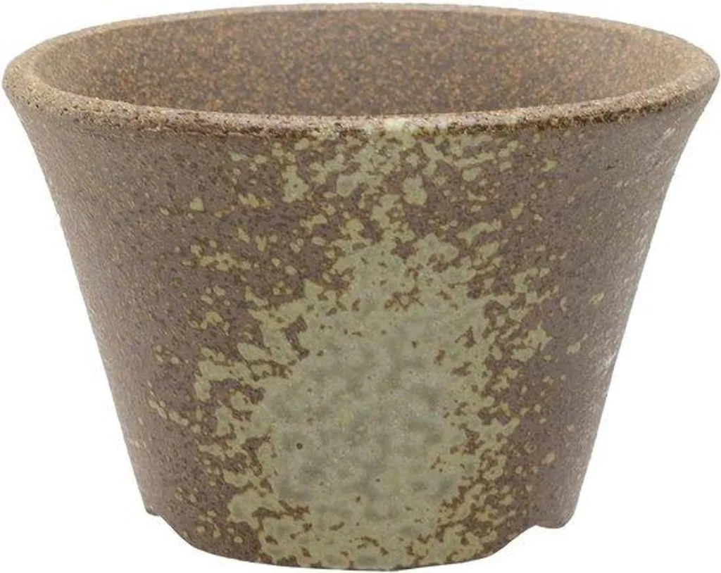Pot en céramique Banko Wazakura 11 cm marron et blanc doré avec drainage