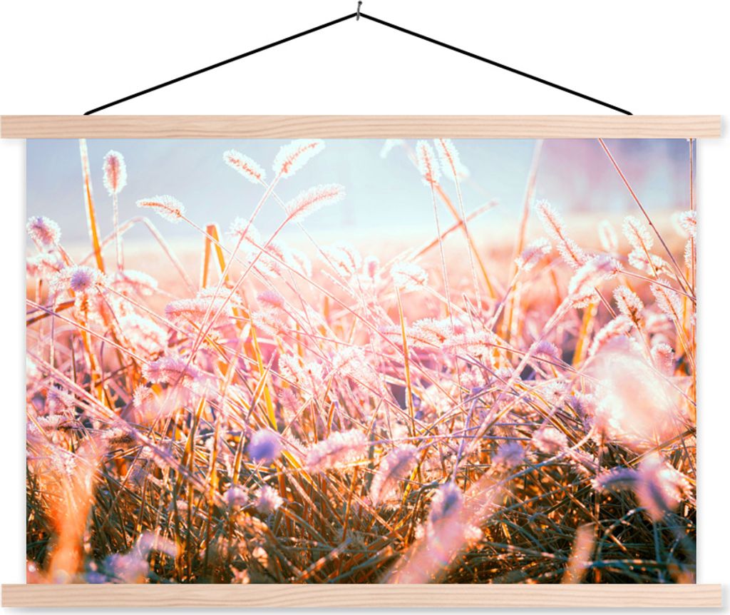 MuchoWow Textilposter Winter - Eis - Sonne 60x40 cm mit holzfarbenen Rahmen - Bilder