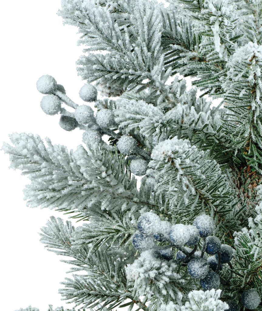 Tannenbaum künstlich mit Beeren und Zapfen auf Holzfuß 45cm Grün Weiß