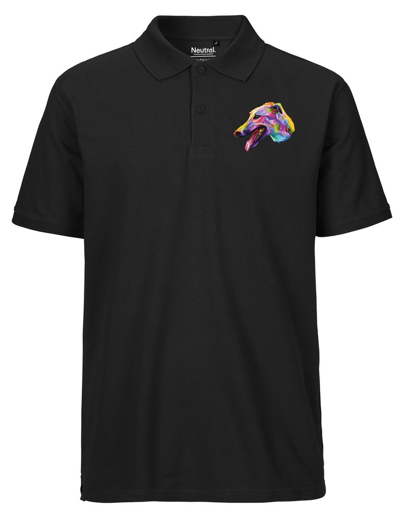 Huuraa Herren Polo Shirt Greyhound Colorful M Black Bio Baumwolle Fairtrade Poloshirt Geschenkidee