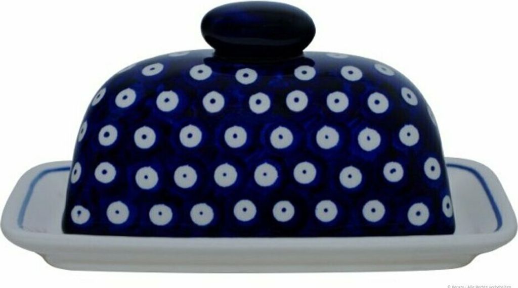 Original Bunzlauer Keramik Butterdose für 100-125g Kräuterbutter, 19x11x 8,6 cm, Nachbildung 42