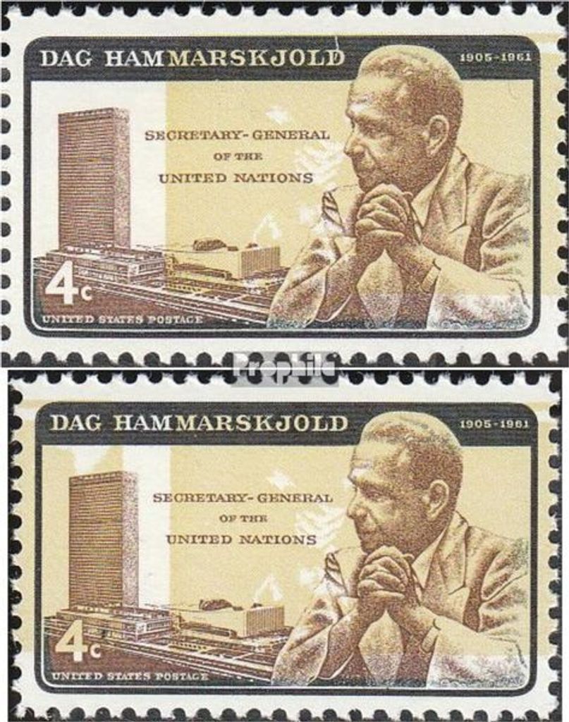 Briefmarken USA 1962 Mi 833I,833II a (kompl.Ausg.) postfrisch Dag Hammarskjöld