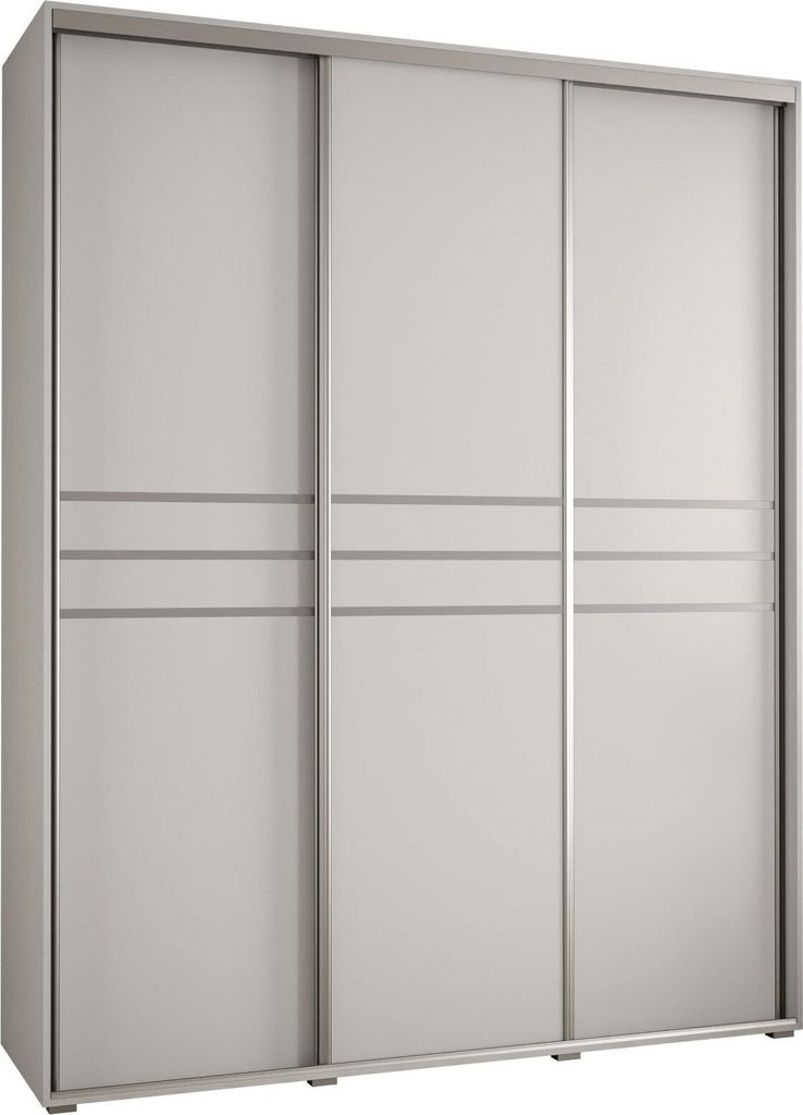 MEBLE KRYSPOL Davos 10 Schrank, drei Türen - 235,2x200x45 cm - Weiß Weiß Silber