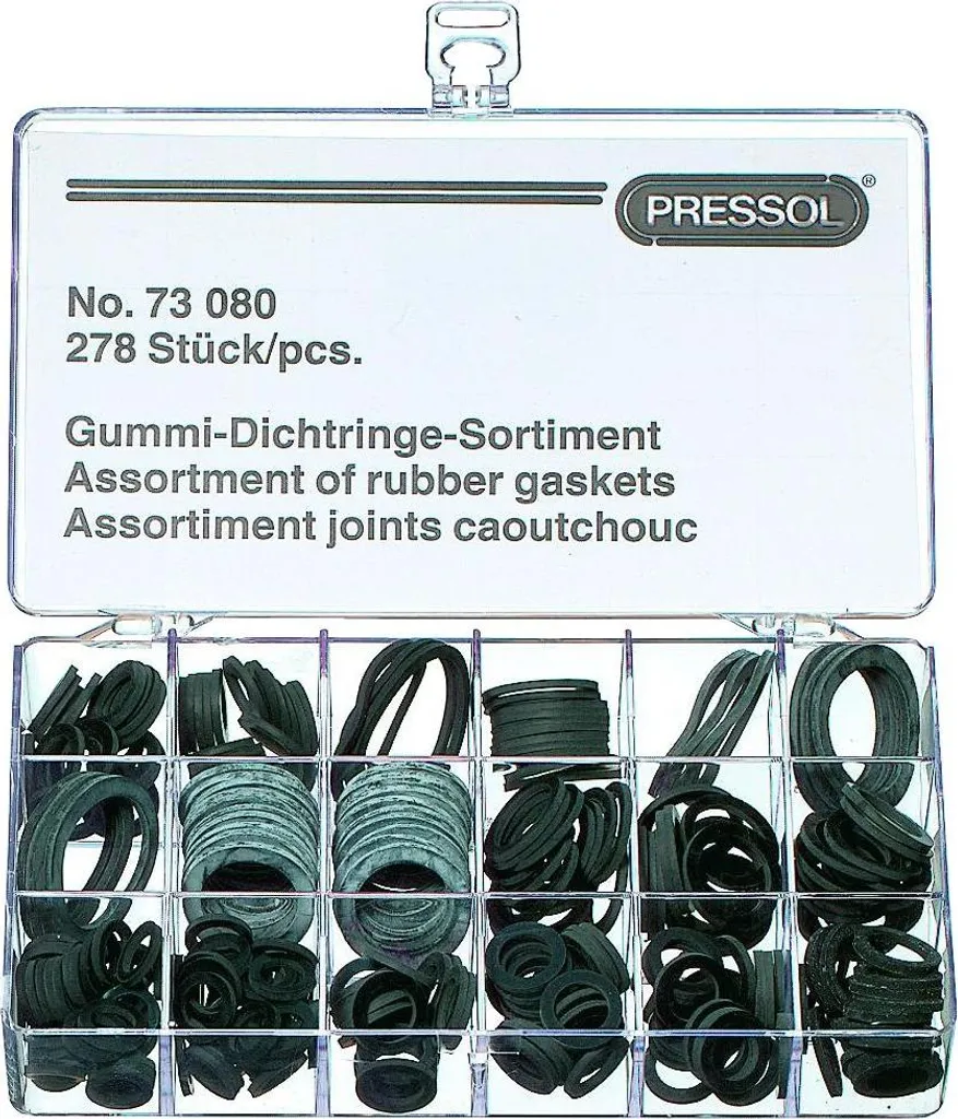 Assortiment de joints toriques en caoutchouc Pressol 10 tailles variées