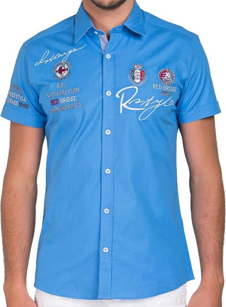 Red Bridge Herren R-Style Design Slim Fit kurzarm Hemd Blau S