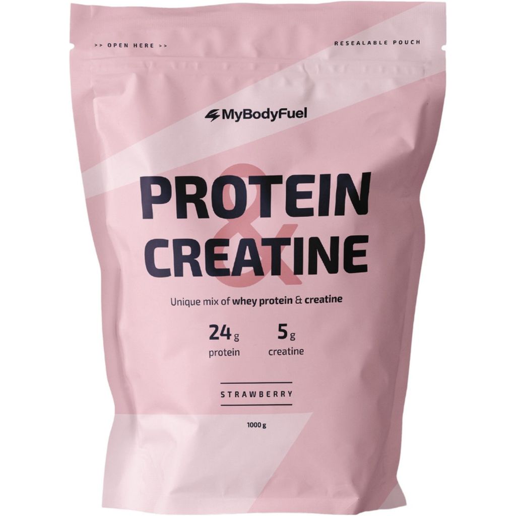 MyBodyFuel Whey Protein und Kreatin 1000 g Erdbeere – Proteinpulver mit Kreatin-Monohydrat, Proteinshake