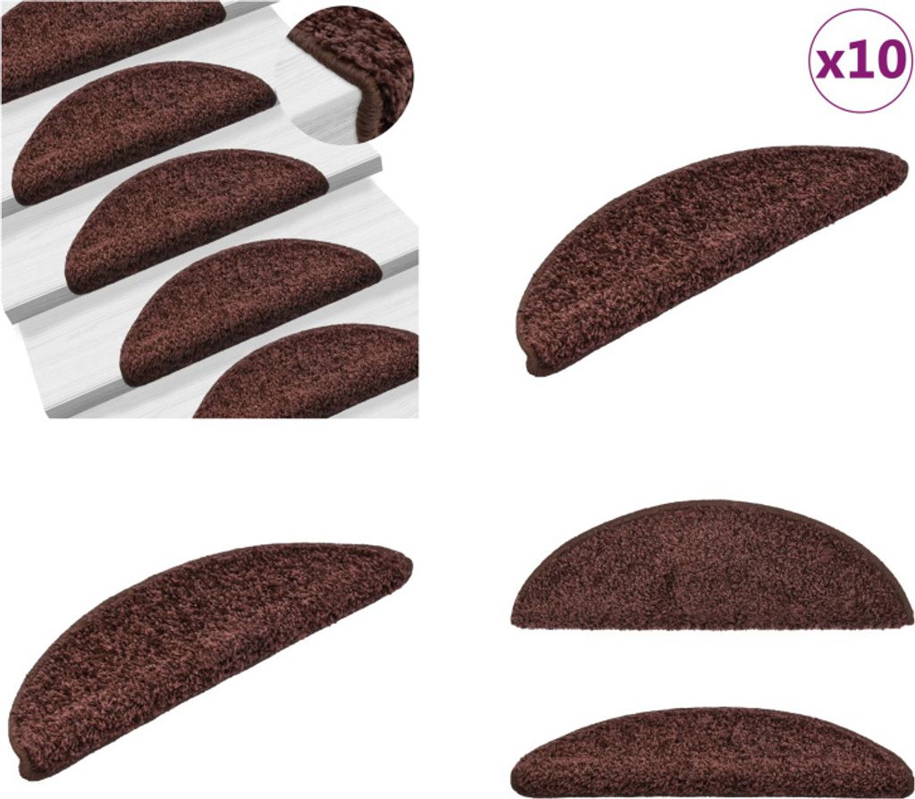 vidaXL Stufenmatten 10 Stk. 56x17x3 cm Braun - Treppenmatte - Treppenmatten - Treppenteppich - Treppenschutz