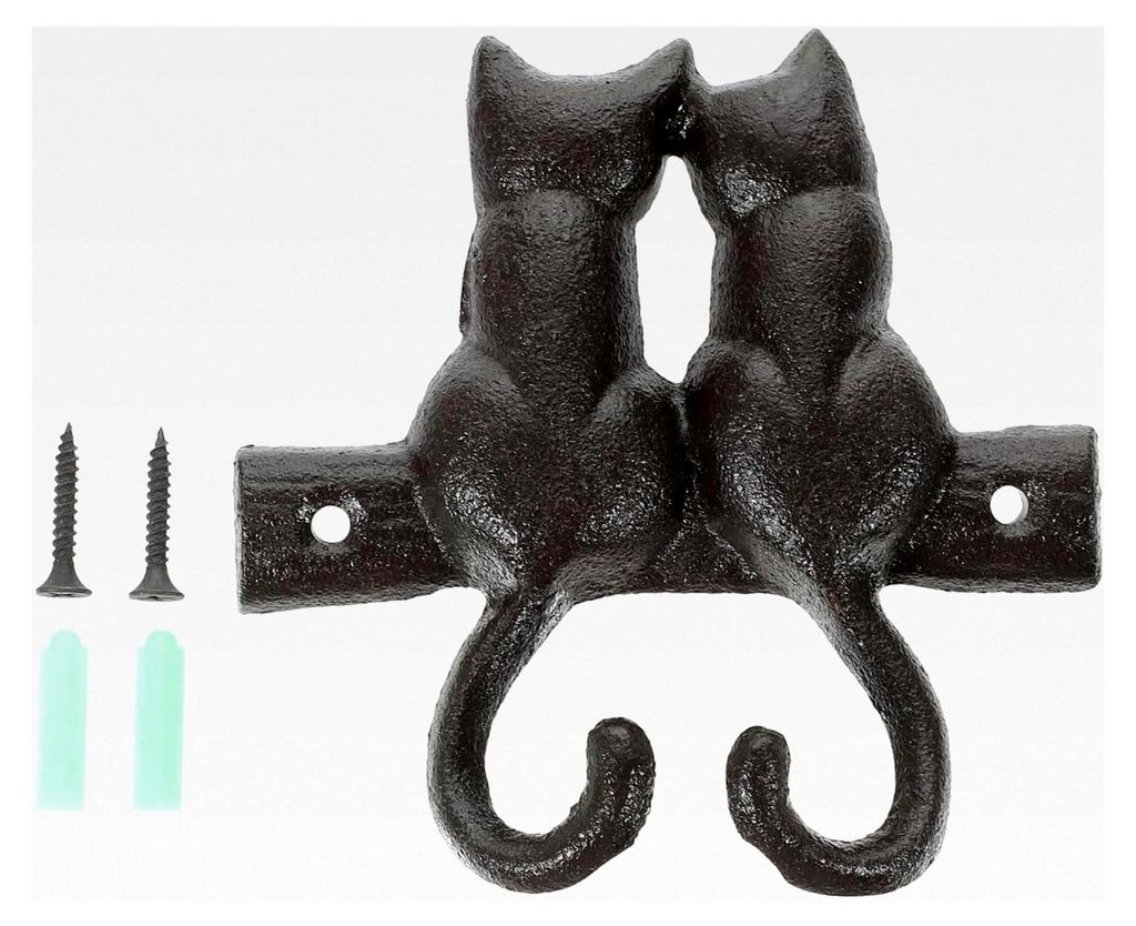 Wandhaken aus Gusseisen Katze für Mantel, dekorativer Wandhänger für Handtücher, geeignet für Küche, Badezimmer, Kleidung, Schlüssel, Hüte ...