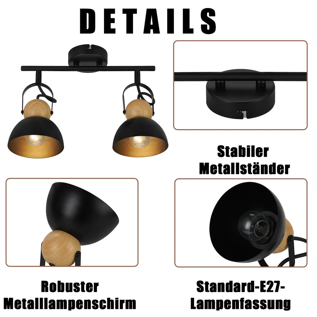 Plafonnier Orientable Noir : Solution d'Éclairage Efficace pour Entrée - 7