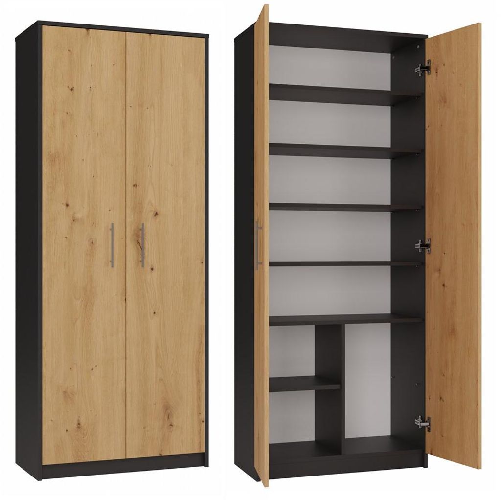 Skříň OLIV 2D Antracit + dub artisan Obrázek produktu 